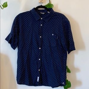 undefeated blue short sleeve button up